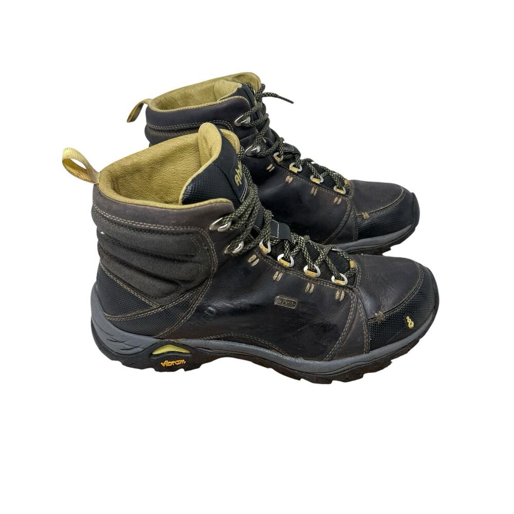 Ahnu Montara Brown Leather Hiking Boots Outdoor Waterproof Vibram Sole Womens 8